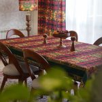رومیزی مستطیلی طرح نغمه حاشیه سبز